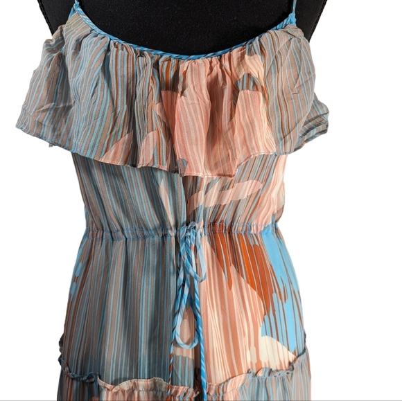 Ali Ro 100% SILK Flowy Fairycore Maxi Whimsical Ruffle Sun Dress Size 4 - Picture 4 of 7